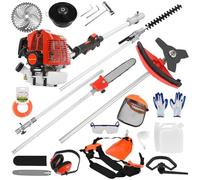 ilkqeppe Tondeuse à Gazon, Coupe-Herbe Essence, 52 CC Weed Wacker alimenté au gaz, Taille-haie sans Fil 2 en 1, débroussailleuse Temps, désherbeur portatif (Rouge (5-en-1))