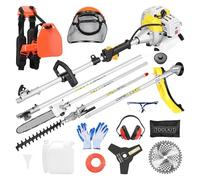 ilkqeppe Tondeuse à Gazon, Coupe-Herbe Essence, 52 CC Weed Wacker alimenté au gaz, Taille-haie sans Fil 2 en 1, débroussailleuse Temps, désherbeur portatif (Jaune (5-en-1))