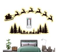 Illuminez Le Décor Mural En Bois De Renne De Traîneau De Père Noël | Télécommande, Arbre De Noël LED, Art Mural De Village, Décor De Vacances À Décoller Et Coller Pour Couloir, Chambre, Salon