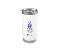 Illustration botanique de fleurs de Larkspur Art floral Gobelet isotherme en acier inoxydable double paroi