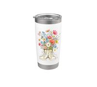 Illustration de bouquet de fleurs sauvages dans des baskets en toile Gobelet isotherme en acier inoxydable double paroi