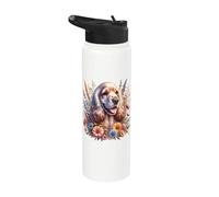 Illustration de fleurs sauvages d'été cocker anglais Stainless Steel Insulated Water Bottle