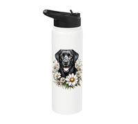 Illustration de marguerites sauvages avec labrador noir Stainless Steel Insulated Water Bottle