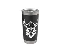 Illustration de tête de guerrier viking | Casque viking nordique Gobelet isotherme en acier inoxydable double paroi