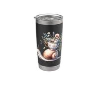 Illustration d'escargot fantaisiste mignon avec des fleurs de tasse à thé Gobelet isotherme en acier inoxydable double paroi