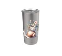 Illustration d'escargot fantaisiste mignon avec des fleurs de tasse à thé Gobelet isotherme en acier inoxydable double paroi