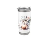 Illustration d'escargot fantaisiste mignon avec des fleurs de tasse à thé Gobelet isotherme en acier inoxydable double paroi