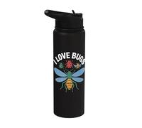 Illustration d'insectes colorés I Love Bugs Stainless Steel Insulated Water Bottle