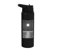 Illustration minimaliste de l'océan et du soleil | Vague abstraite Stainless Steel Insulated Water Bottle