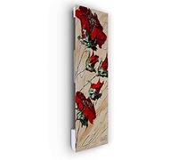 ILO/Radiateur Électrique Rayonnant Soufflant 1250W A. Fleurs Couteau | +28 Motifs, Design Unique/Extra Plat Verre Trempé / IP44 / Vertical/Programmable, Éco, Silencieux/Made France/