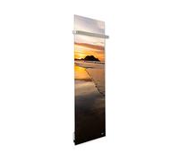 ILO-Radiateur Sèche-Serviette Électrique -500W- Couché de Soleil | +28 Motifs, Design Unique-Rayonnant-Extra Plat- IP44 - Wi-Fi, Connecté-2 barres Inox-Orienté Vertical-Éco+, Silencieux-France