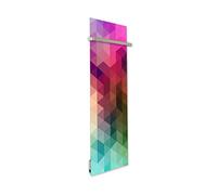 ILO-Radiateur Sèche-Serviette Électrique -500W-Flouté coloré | +28 Motifs, Design Unique-Rayonnant-Extra Plat- IP44 - Wi-Fi, Connecté-2 barres Inox-Orienté Vertical-Éco+, Silencieux-France