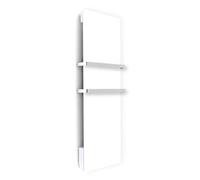 ILO/Radiateur Sèche Serviette Électrique Soufflant /1250W/Blanc | +17 Motifs, Design Unique/Rayonnnant/Extra Plat/ IP44 / 2 barres Inox/Orientation Verticale/Éco, Silencieux/France