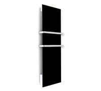 ILO/Radiateur Sèche Serviette Électrique Soufflant /1250W/Noir | +17 Motifs, Design Unique/Rayonnnant/Extra Plat/ IP44 / 2 barres Inox/Orientation Verticale/Éco, Silencieux/France
