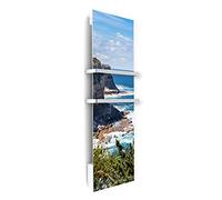 ILO/Radiateur Sèche Serviette Électrique Soufflant /1250W/Ocean Coast | +17 Motifs, Design Unique/Rayonnnant/Extra Plat/ IP44 / 2 barres Inox/Orientation Verticale/Éco, Silencieux/France