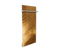 ILO/Sèche Serviette Électrique Rayonnant Mural /750w/Or brossé | +28 Motifs, Esthétique/2 Barres Incluses/Extra Plat Verre/ IP44/ Vertical/WI-FI Connecté, Silencieux,Éco/Made In France