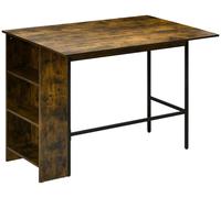 Ilot centra table de bar plateau latšŠral rabattable et 3 šŠtagššres 120 x 76 x 91,4 cm Brun Rustique