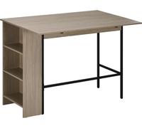 Ilot centra table de bar plateau latšŠral rabattable et 3 šŠtagššres 120 x 76 x 91,4 cm gris clair