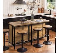 SoBuy Îlot de Cuisine, Meuble de Rangement Multifonction, Buffet avec Plan de Travail de 170 cm, Meuble de Cuisine, Armoire Bar pour Salon, Buffet Salon, Marron Vintage 170 x 60 x 89 cm KNL01-F