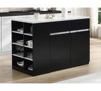 Ilot central de cuisine avec rangements - Effet marbre blanc et noir - MEILI