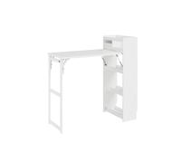 Îlot central de cuisine blanc pliable - SoBuy - Plan de travail avec rangement - Table pliante extensible - 3 étagères