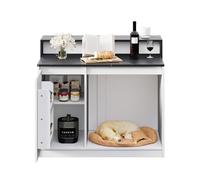 Îlot central de cuisine. Table de salle à manger. blanc. Noir aspect marbre. 1 porte. 1 étagère à épices. L 120 x P 80 x H 100cm