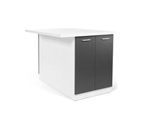 Ilot central IVO 120 cm blanc et gris avec plan de travail