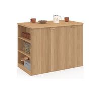 Ilot central JULIETTE 120 cm effet lattes tasseau de bois