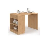 IDMARKET Ilot central mange-debout 4 personnes JULIETTE lattes tasseau bois coloris chêne