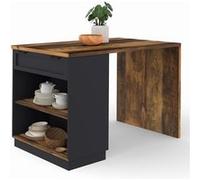 Ilot central mange-debout 4 personnes VITO 130 cm noir et effet bois foncé HAWKINS Multicolore G