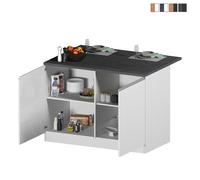 Îlot central pour cuisine moderne 2 portes table en bois 125x90x90cm Deer