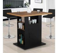 Ilot central UGO 110 cm bois noir et effet bois foncé HAWKINS avec rangements