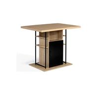 Ilot central UGO 110 cm bois noir et imitation hêtre avec rangements design industriel