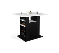 Ilot central UGO 110 cm effet marbre et noir ALASKA avec rangements