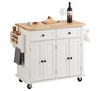 Îlot Central - VEVOR - Îlot Central Desserte de Cuisine à Roulettes 90 cm 2 Armoires 2 Tiroirs