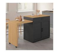 IDMarket - Ilot central VITO 94-155 cm bois noir avec table à manger extensible intégrée façon hêtre