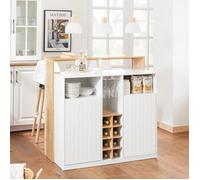 Îlot Cuisine SoBuy Meuble Rangement avec Porte Bouteilles 8 Cases 2 Portes Range Verres Buffet Bar Cuisine Salon Blanc 105x60x105cm