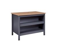 Ilot de Cuisine Anthracite et Plateau Effet Bois - KENNY -