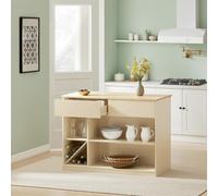 Îlot de cuisine - Armoire de cuisine - Meuble de rangement - Buffet - Plan de travail - Design vintage - Bois massif et MDF