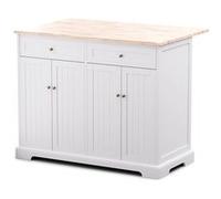 Îlot de Cuisine Blumfeldt Etsu plan de travail extensible 2 tiroirs 4 portes utilisable comme table de repas G