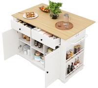 Ilot de cuisine, chariot de cuisine équipé d'une multiprise, chariot de service avec plan de travail, armoire buffet, chariot de repas avec veines de bois