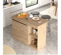 Îlot de Cuisine Corsico Dmora, Bois Marron Chêne 120x60x88h cm