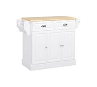 Ilot de cuisine HOMCOM chariot sur roulettes desserte avec 2 tiroirs 3 portes porte-serviettes et porte-épices 110x45x91 cm