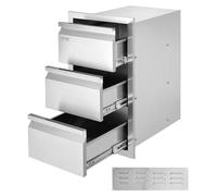 Îlot de cuisine d'extérieur avec barbecue et tiroir à triple accès en acier inoxydable 201, 48 cm (L) x 66 cm (H)