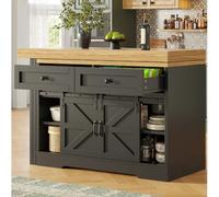 Îlot de cuisine extensible noir 120 cm avec table
