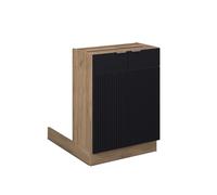 Îlot de cuisine Fame-Line, 60cm sans PT, Noir rayé/Chêne de force doré, Vicco 50903