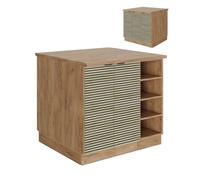 Îlot de cuisine Fame-Line, 90cm sans plan de travail, Panneau en chêne/Chêne de force doré, Vicco 51610