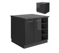 Îlot de cuisine Fame-Line, 90cm sans PT, Anthracite Haute brillance/Anthracite, Vicco 57410