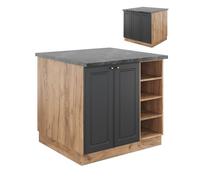 Îlot de cuisine Fame-Line, 90cm sans PT, Anthracite-or/Chêne de force doré, Vicco 38738