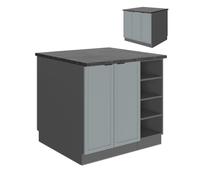 Vicco Îlot de Cuisine Fame-Line, Bleu Clair-Gris, 90cm | Façade en MDF · 6 Tablettes · Pieds réglables en hauteur · Poignées en métal · Fermeture douce